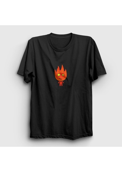 Unisex Siyah Ateş Ve Su Oyun Fireboy Sevgili T-Shirt