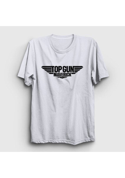 Unisex Beyaz Logo Maverick Tom Cruise Pilot Film Top Gun T-Shirt