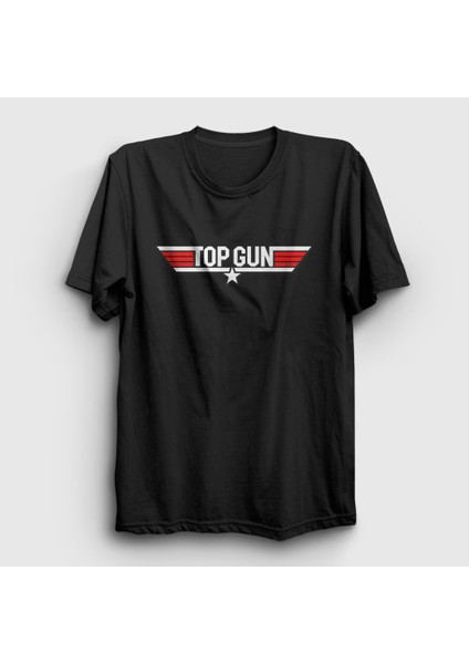 Unisex Siyah Logo Tom Cruise Pilot Film Top Gun T-Shirt