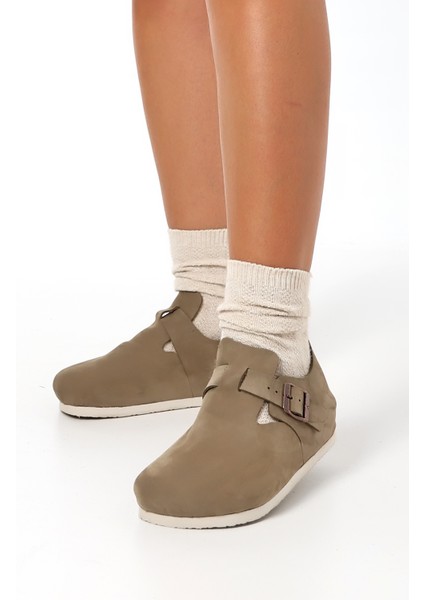 Viyana Orijinal Mantar Taban Deri ve Koyun Yünlü Ortopedik terlik