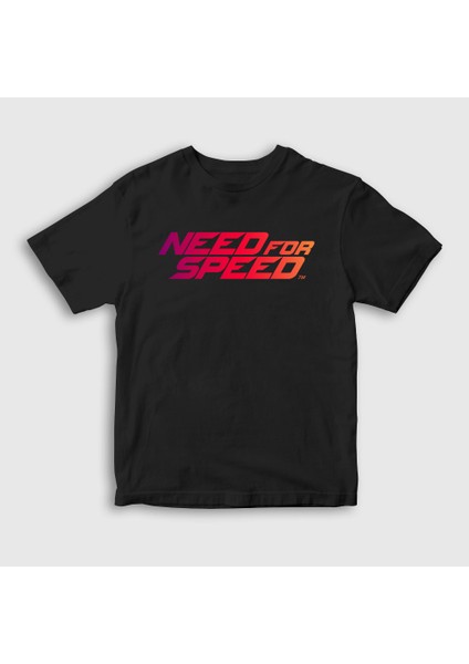 Unisex Çocuk Siyah Logo Oyun Need For Speed T-Shirt