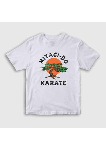 Unisex Çocuk Beyaz Miyagi Do Karate Cobra Kai T-Shirt