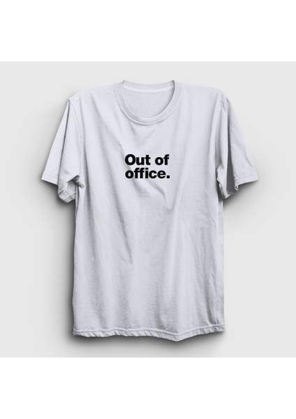 Unisex Beyaz Out Of Office Ofis Beyaz Yaka T-Shirt