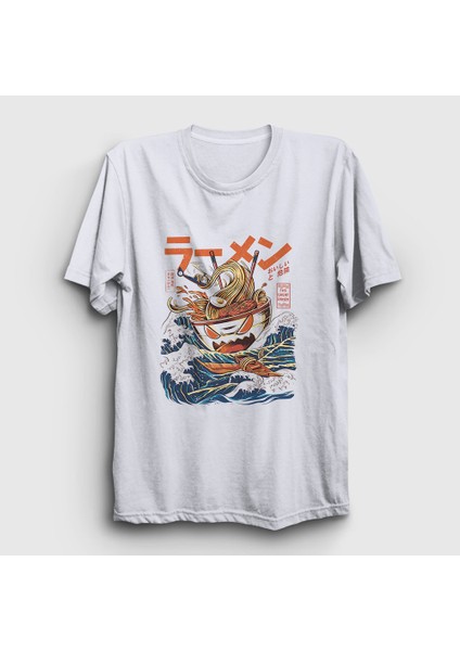 Unisex Beyaz The Great Ramen Off Kanagawa T-Shirt