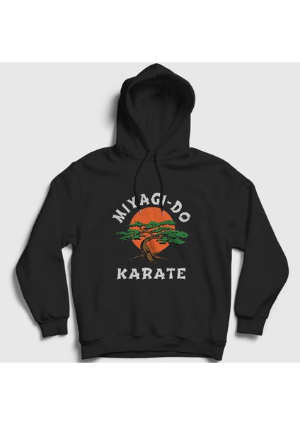 Unisex Siyah Miyagi Do Karate Cobra Kai Kapüşonlu Sweatshirt