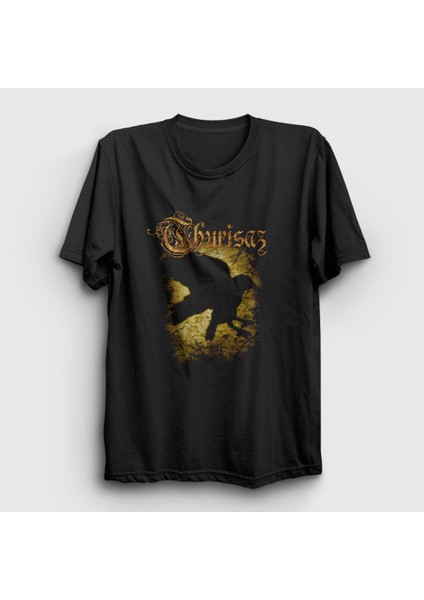 Unisex Siyah Raven Thurisaz T-Shirt