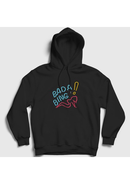 Unisex Siyah Bada Bing Sopranos Kapüşonlu Sweatshirt