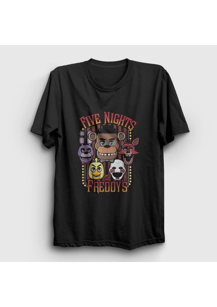 Unisex Siyah Faces Fnaf Five Nights At Freddy's T-Shirt