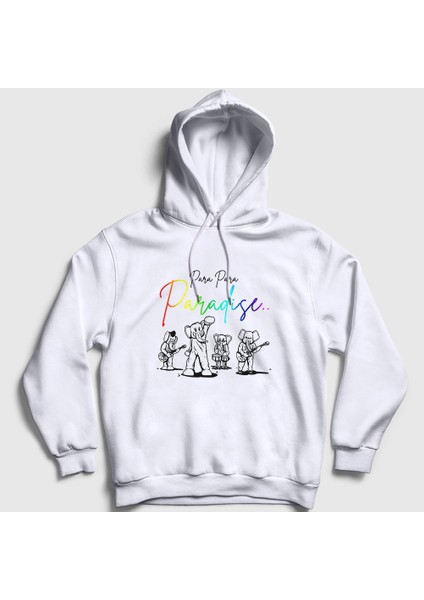 Unisex Beyaz Paradise Coldplay Kapüşonlu Sweatshirt