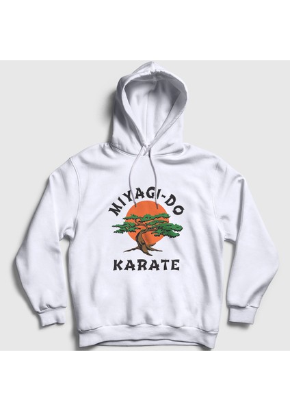 Unisex Beyaz Miyagi Do Karate Cobra Kai Kapüşonlu Sweatshirt