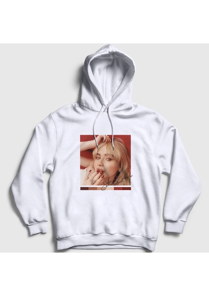 Unisex Beyaz Poster Sabrina Carpenter Kapüşonlu Sweatshirt