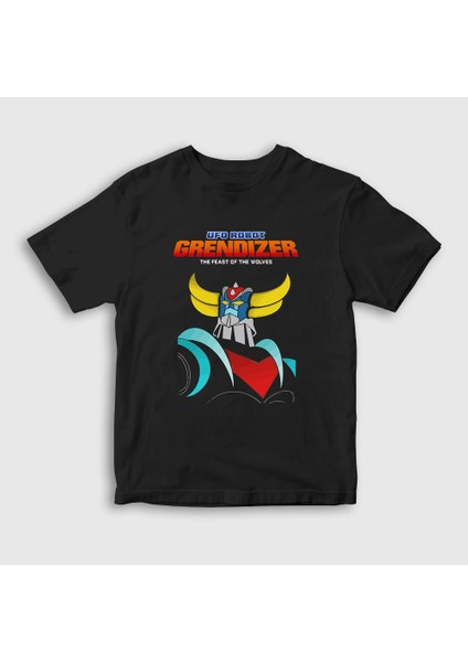 Unisex Çocuk Siyah Poster Ufo Robot Grendizer Goldorak T-Shirt