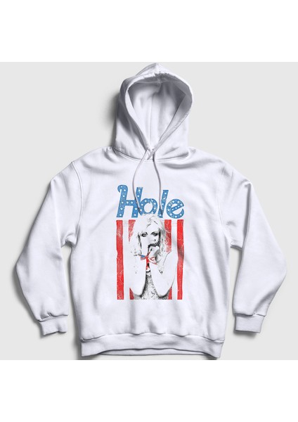 Unisex Beyaz Hole Müzik Courtney Love Kapüşonlu Sweatshirt