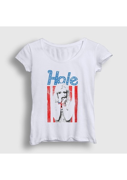 Kadın Beyaz Hole Müzik Courtney Love T-Shirt