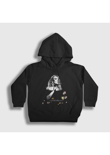 Unisex Çocuk Siyah Concert Poster Müzik Adele Kapüşonlu Sweatshirt