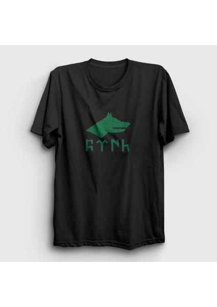 Siyah Göktürk Bayrağı Türk Yazılı Kurt Bozkurt T-Shirt