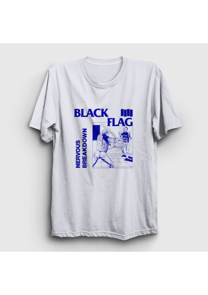 Beyaz Nervous Breakdown Black Flag T-Shirt