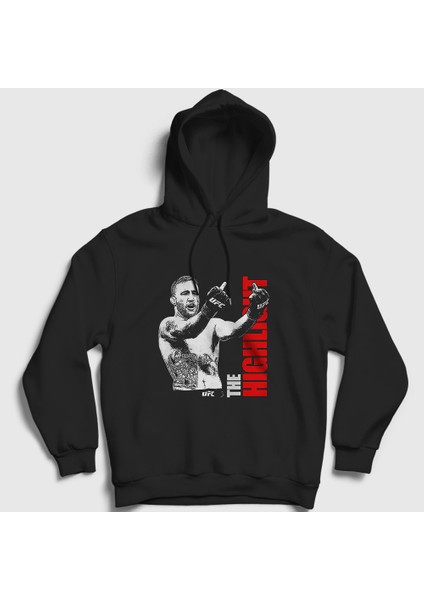 Unisex Siyah Finger Ufc Mma Justin Gaethje Kapüşonlu Sweatshirt