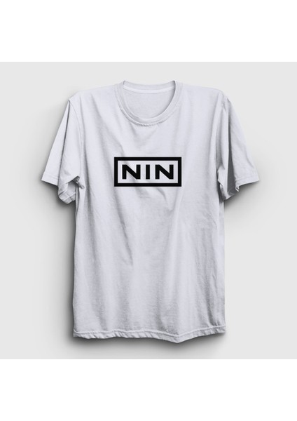 Beyaz Logo Rock Nin Nine Inch Nails T-Shirt