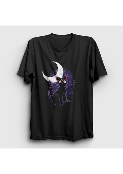 Siyah Luna Kedi Kedili Sailor Moon Ay Savaşçısı T-Shirt