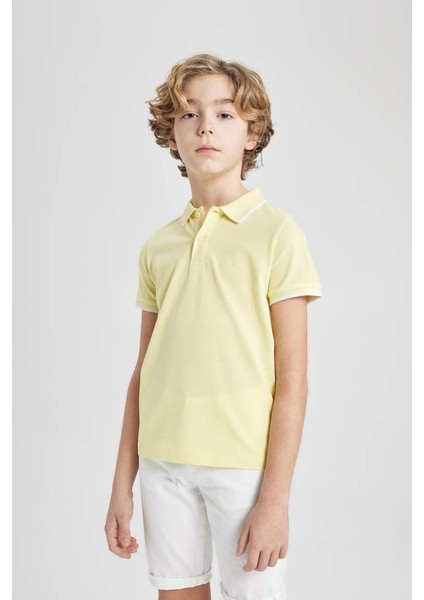 Erkek Çocuk Pike Kısa Kollu Polo Tişört Sarı