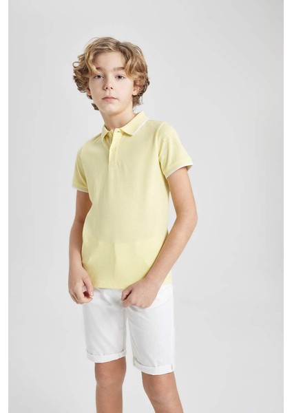 Erkek Çocuk Pike Kısa Kollu Polo Tişört Sarı modelleri
