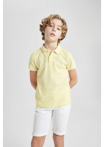 Erkek Çocuk Pike Kısa Kollu Polo Tişört Sarı fırsatları