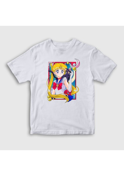 Çocuk Beyaz Serena Usagi Sailor Moon Ay Savaşçısı T-Shirt
