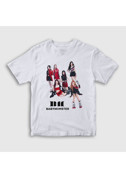 Çocuk Beyaz Band K Pop Baby Monster Babymonster T-Shirt