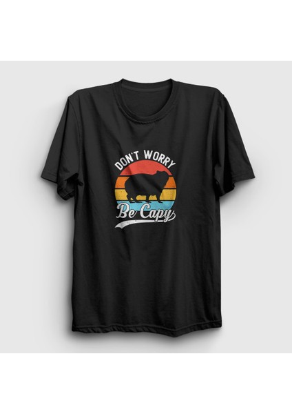 Siyah Don't Worry Be Capy Capybara T-Shirt