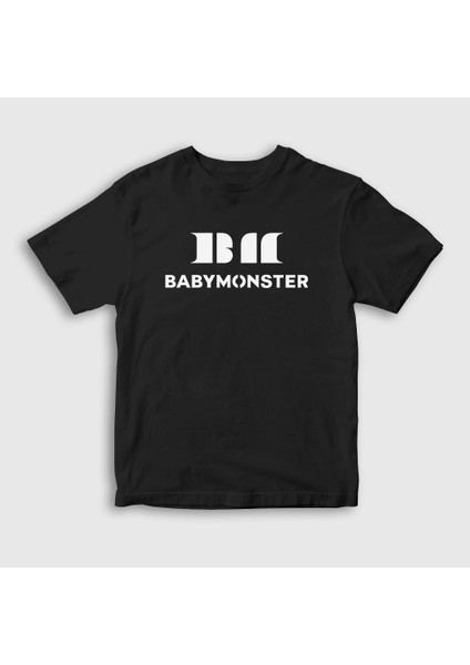 Çocuk Siyah Logo K Pop Baby Monster Babymonster T-Shirt