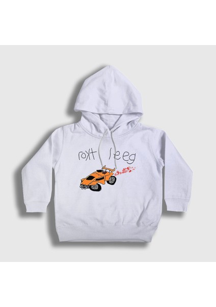 Unisex Çocuk Beyaz Rokt Leeg Oyun Rocket League Kapüşonlu Sweatshirt