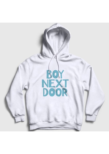 Unisex Beyaz Logo K Pop Boynextdoor Kapüşonlu Sweatshirt