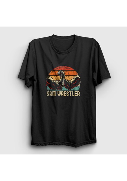 Siyah Arm Wrestler Bilek Güreşi T-Shirt