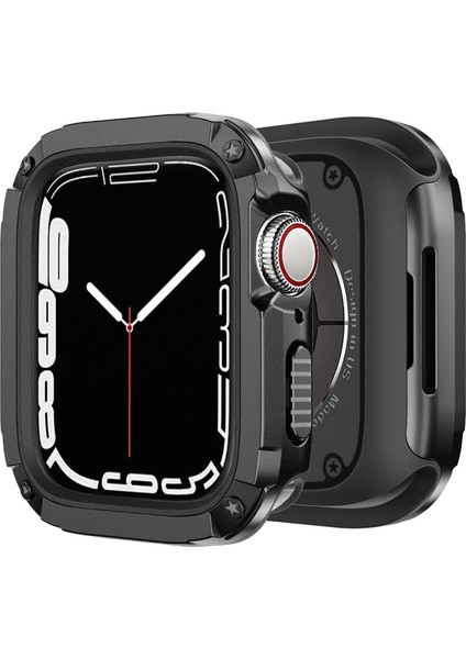 Apple Watch 9/8/se/7/6/5/4 Seri Uyumlu 44MM/45MM Akıllı Saat Çift Katman Armor Kasa Koruyucu Çerçeve