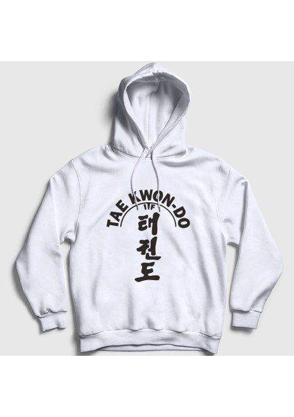 Unisex Beyaz Itf Taekwondo Ufc Mma Tekvando Kapüşonlu Sweatshirt