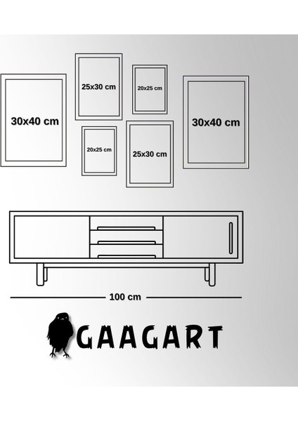 6'lı Ahşap Lamine Çerçeveli Mdf Tablo Seti Modern Vücut Silüeti