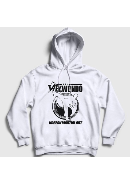 Unisex Beyaz Kick Taekwondo Ufc Mma Tekvando Kapüşonlu Sweatshirt
