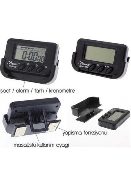 Ev ve Araç Tipi Dijital Saat Kronometreli Alarmlı Pilli Saat (4767) - MCT6363-8239