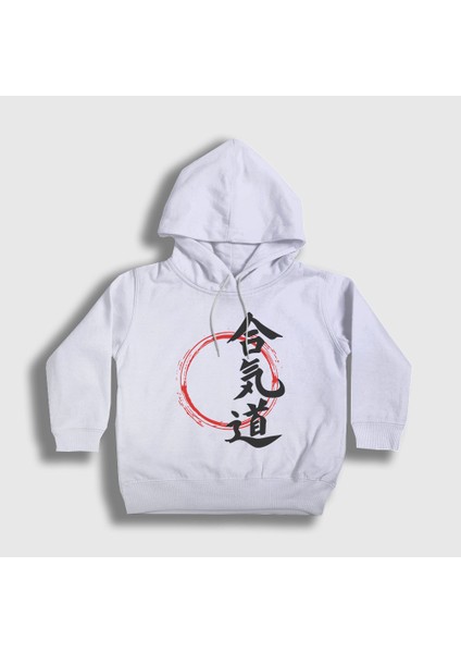 Unisex Çocuk Beyaz Circle Aikido Ufc Mma Dövüş Sanatları Kapüşonlu Sweatshirt