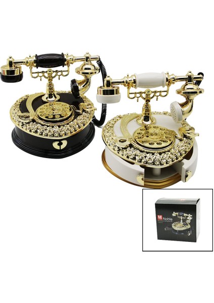 Dekoratif Müzikli Nostalji Telefon - 2 Pcs Takılık Çekmeceli (4767) - MCT8085-3112