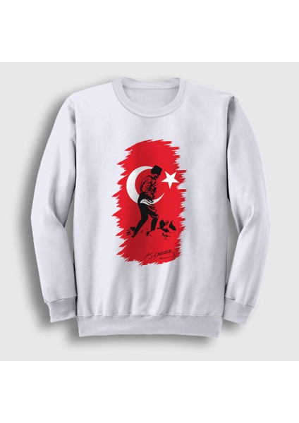Unisex Beyaz 19 Mayıs 29 Ekim 10 Kasım Atatürk Kocatepe Sweatshirt