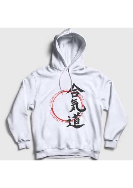 Unisex Beyaz Circle Aikido Ufc Mma Dövüş Sanatları Kapüşonlu Sweatshirt