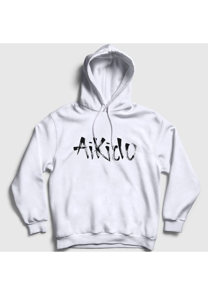 Unisex Beyaz Aikido Ufc Mma Dövüş Sanatları Kapüşonlu Sweatshirt
