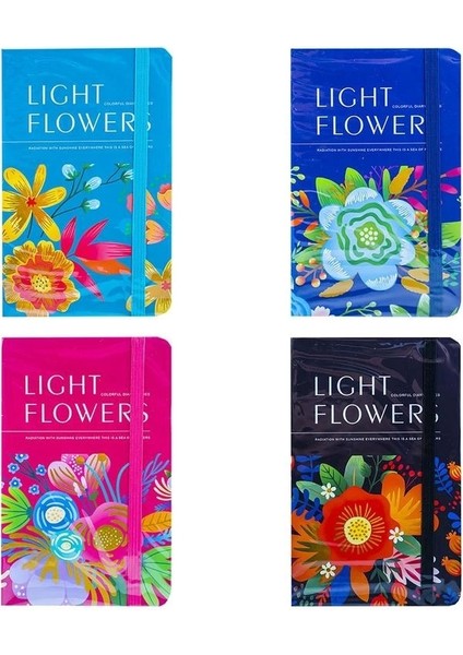 A6-07 Lıght Flowers Desenli A6 Not Defteri Çizgili 80 Yaprak