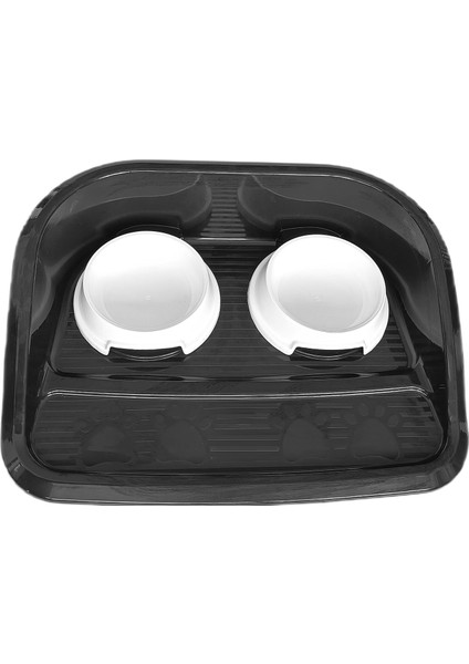 Servis Tepsili Plastik Ikili Kedi Köpek Mama ve Su Kabı 35X46 cm Siyah-Beyaz modelleri