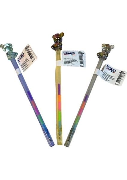 K426100 Bear Raınbow Ayıcık Başlıklı Renkli Jel Kalem - Tekli