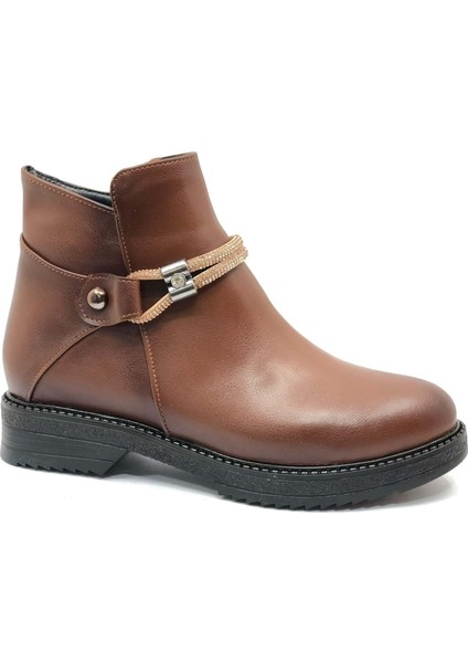 Mehtap Önü Taş Detaylı Düz Kaymaz Taban Kadın Bot