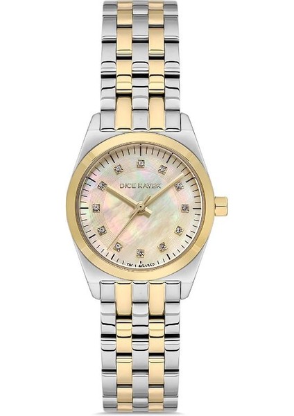 DK.1.AG1352.05 Taşlı Tasarım 5 Atm Suya Dayanıklı Çelik Kordonlu Metalik Renk Kadın Kol Saati