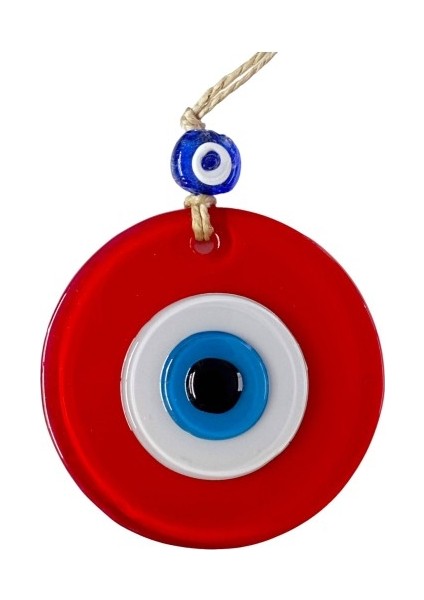 Mini Boy Kırmızı Nazar Boncuklu Duvar Süsü 10 cm Cam Duvar Dekoru